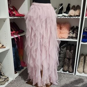 Soho Apparel Pink Tiered Maxi Skirt for Prom